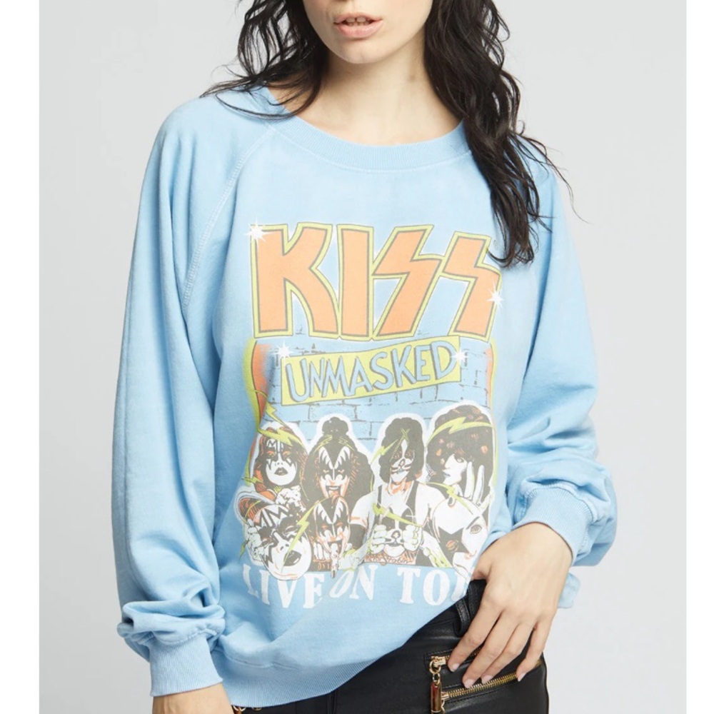 NEW! recycled Karma Blue KISS Graphic Sweatshirt